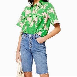 Topshop High Rise Button Fly Jean Shorts